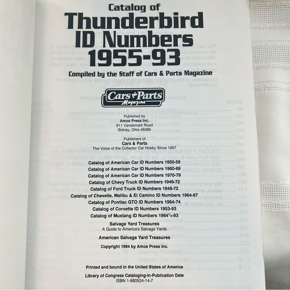 Thunderbird ID Numbers,1955-93 Cars & Parts Magazine Matching Numbers Series EUC - Picture 3 of 14